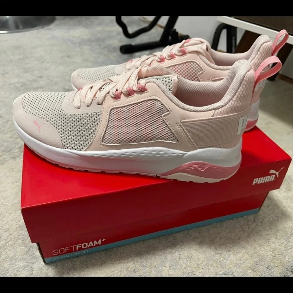 NIB Junior Size 6.5C Puma Anzarun Knit JR Softfoam Sneakers In Rosewater-Peony - Picture 12 of 12